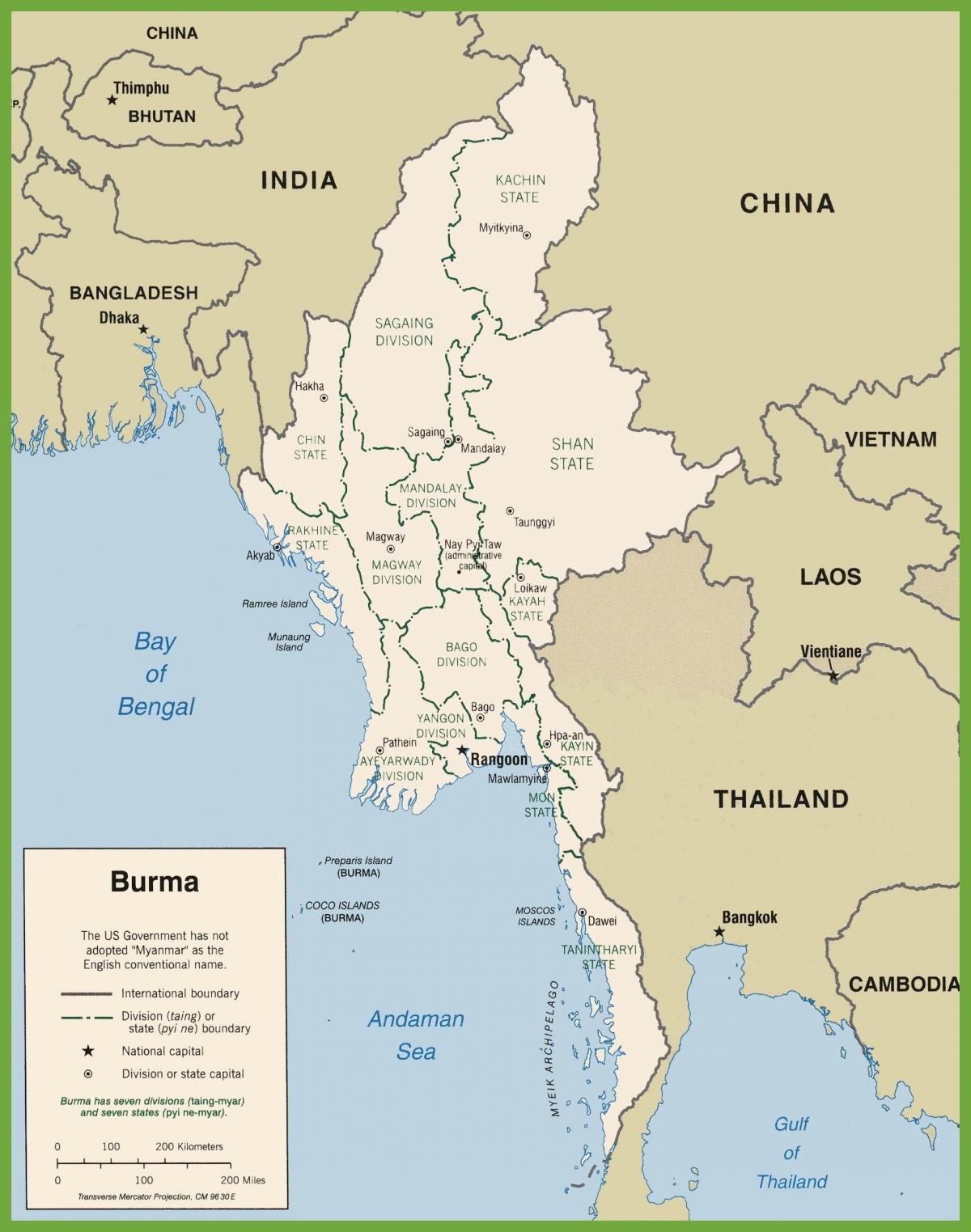 בורמה המפה הפוליטית