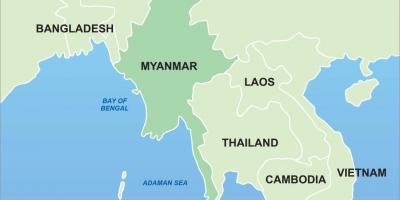 מיאנמר על מפה של אסיה