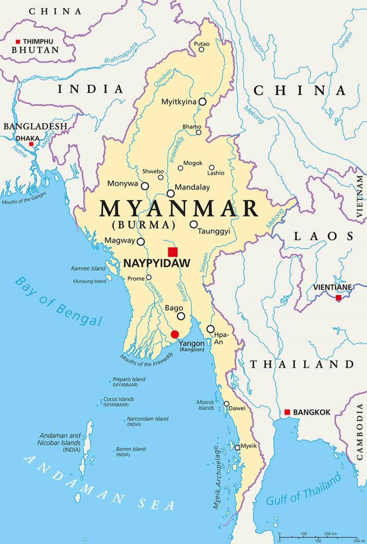 בורמה מדינה מפה