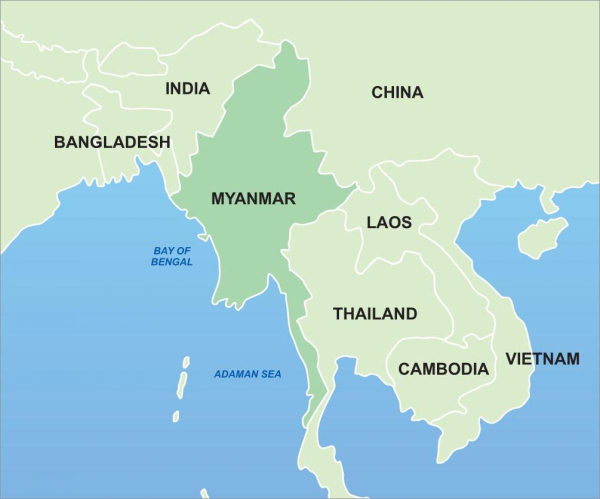 מיאנמר על מפה של אסיה
