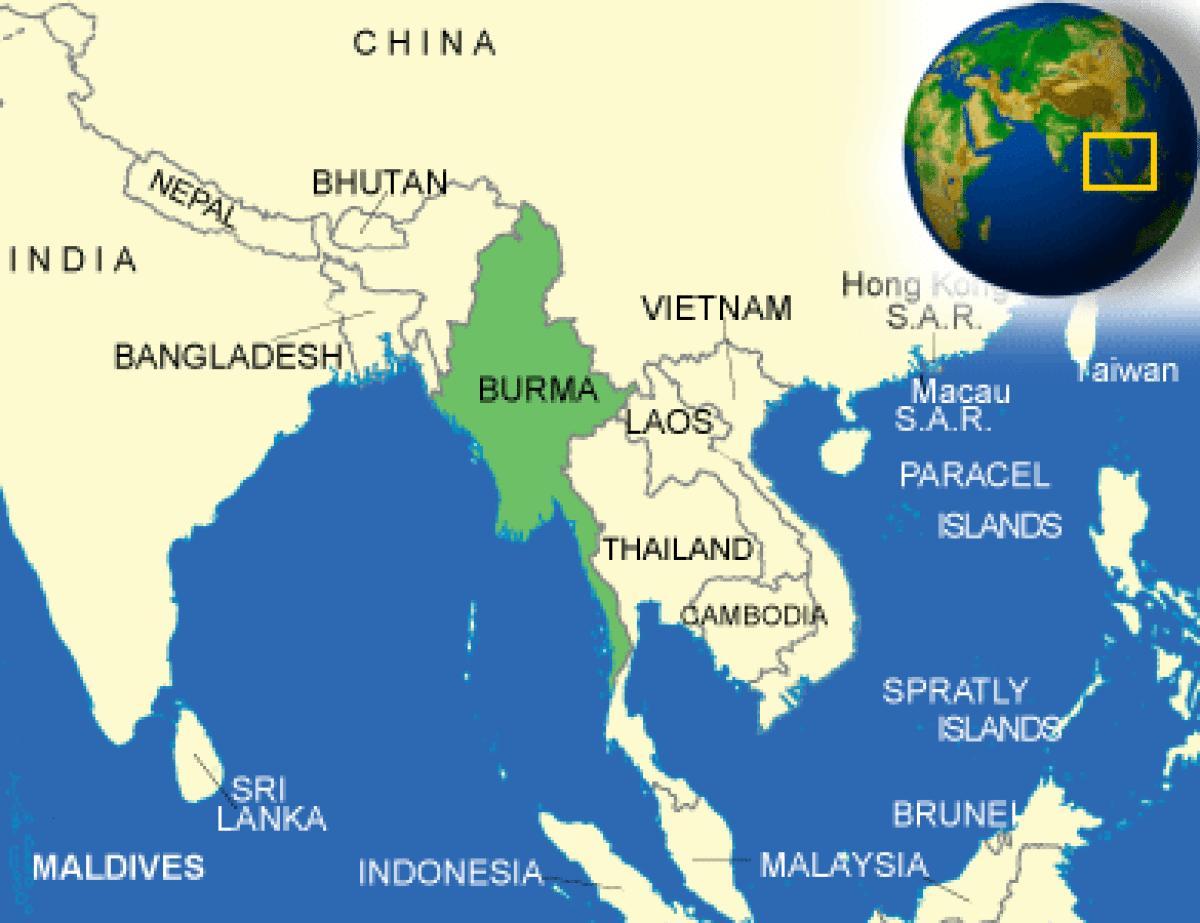 בורמה, או מיאנמר מפה